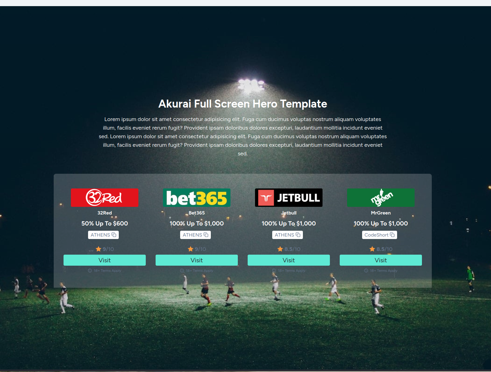 Akurai Full Screen Hero Template